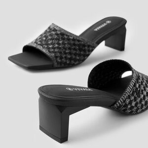 Square Toe Block Heeled Juliet Slide